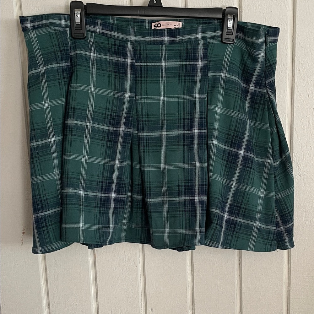 SO Women's Green and Blue Plaid Skater Skirt